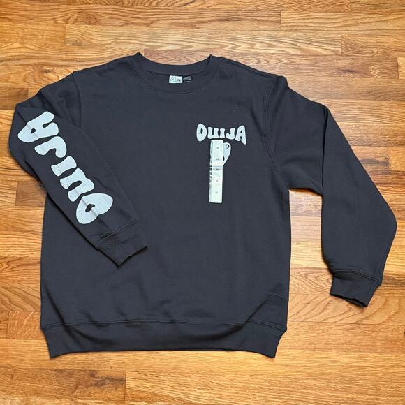 Ouija Women’s Medium Charcoal Gray Long Sleeve Crewneck Sweatshirt Cozy Goth New - Picture 1 of 7